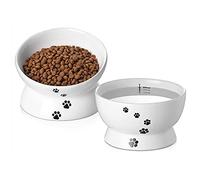 DYWOZDP Tilted Elevated Cat Bowl, Ceramic Pet Food Bowl for Flat Faced Cats, Small Dogs,Protect Pet's Spine