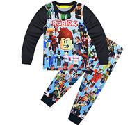 DYWPYCLQ Kids Boys' Pyjama Sets Fashion Sleepwear T-shirt+Pants 2 sets Game Cartoon 3D leisure wear Girls' clothing 7-8Years Black