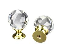 DYYEUAVT 2pc 25/30mm Round Diamond Clear Crystal Ball Glass Knobs Kitchen Handles Drawer Knobs Desk Drawer Handle Hardware Cupboard Pulls(25.0mm-God)