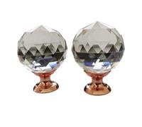 DYYEUAVT 2pc 25/30mm Round Diamond Clear Crystal Ball Glass Knobs Kitchen Handles Drawer Knobs Desk Drawer Handle Hardware Cupboard Pulls(25.0mm-Rose Gold)