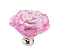 DYYEUAVT 2pcs 50MM Crystal Rose Glass Handle Cabinet Knob Drawer Pull Handle Kitchen Door Wardrobe Hardware Furniture Knobs Handles(50MM Pink Knob)