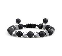 DYYEUAVT 8mm Natural Stone Distance Beaded Bracelet Irregular Beads Bangles For Women Men Couples Yoga Jewelry(Black)