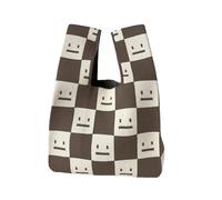 DYYEUAVT Knit Handbag Mini Plaid Casual Color Tote Bag Women Girls Knot Wrist Bag Handmade Shoulder Bag Shopping Bags(Cloor-07)