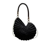 DYYEUAVT Personalized Hand-woven Bag Creative Conch Shaped Crochet Shoulder Bag Seaside Conch Shell Messenger Bag Novelty Small Handbag(Black)