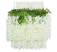 DYYEUAVT Purple Wisteria Artificial Flowers 12Pcs Hanging Garland Wedding Fake Flower String Silk Flowers Home Garden Wedding Decoration(White)