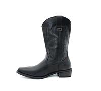 DYYEUAVT Western Embroidered Boots Men's Mid-Calf Slip-On Cowboy Boots Anti-Slip Wood Base Knight Point Toe(Black,41)