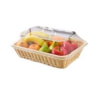DYYEUAVT Wicker Bread Basket Serving Vegetable Bread Serving Food Baskets with Lid Fruit Picnic Storage Box Kitchen Supplies(Yellow)