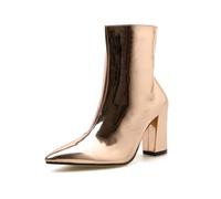 DYYEUAVT Women Boots Mirror Platform Pointy Toe High Thin Heels Over The Knee Long Autumn Winter Zip Silver Casual Party Shoes(Gold,37)