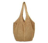 DYYEUAVT Women Crochet Tote Bag Fashion Knitted Bag Large Capacity Woven Shoulder Bag Solid Color Simple Shopping Bag For Summer Beach(Brown)