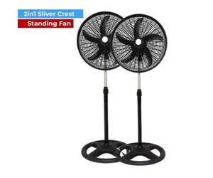 Dyzi 18 Inch Oscillating Pedestal Fans 3 Speed Black Twin Pack