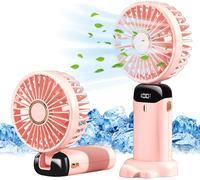 Dyzi 2-in-1 Portable Travel Mini Handheld Desk Table Fan USB-C Rechargeable Pink Dyzi Pink