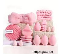 Dyzi 20-Piece Pink Makeup Kit - Complete Set with Soft Brushes Beauty Blender & More in Clear Dyzi Clear