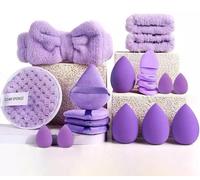 Dyzi 20-Piece Purple Makeup Kit Complete Set with Soft Brushes Beauty Blender & More in Clear