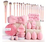 Dyzi 40-Piece Makeup Brush Set Soft Brushes Beauty Blender & Puffs | Perfect Gift in Pink