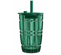 Dyzi 400ml Borosilicate Glass Drinking Cup with Lid Straw Dark Green Dyzi Dark Green 400ml