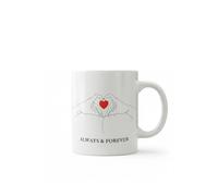 Dyzi Always & Forever Heart Line Art Printed Mug Valentine's Day Gift in White Dyzi White