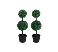 Dyzi Artificial Boxwood Ball Topiary Tree Set Indoor Outdoor Décor