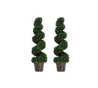 Dyzi Artificial Boxwood Spiral Topiary Tree Set Indoor Decor Green