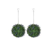 Dyzi Artificial Lavender Topiary Ball Set 27Cm Potted Decor Purple