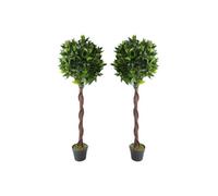 Dyzi Artificial Twisted Bay Tree Pair 120Cm Potted Décor