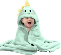 Dyzi Baby Hooded Towel Soft Absorbent Animal Cartoon Bath Towel for Kids in Light Green Dyzi Light Green
