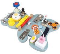 Dyzi Bear Shape Montessori Busy Board - Preschool Learning Toy - Motor Skill Activity for Kids in Blue Dyzi Blue