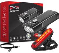DYZI Bike Lights-USB Rechargeable Bike Light Set Easy to Fit & Mount-Waterproof Bicycle Light With Built-in Powerbank for Charging Devices Red