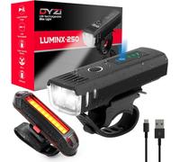 Dyzi Bike Lights USB Rechargeable Ultra Bright Front & Back Bike Light Sets 4 Light Modes With Daylight Sensor Easy to Fit Mount LED Bicycle Lights