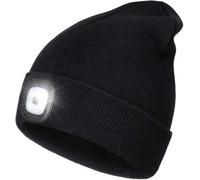 Dyzi Black Illuminated Stretchable Soft Knitted Fabric Rechargeable Led Lighted Beanie Headlamp Winter Hat
