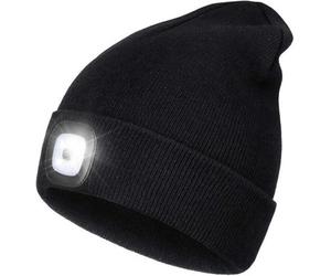Dyzi Black Illuminated Stretchable Soft Knitted Fabric Rechargeable Led Lighted Beanie Headlamp Winter Hat