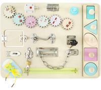 Dyzi Busy Board Montessori Motor Skill Activity Early Learning Sensory Toys in Beige Dyzi Beige