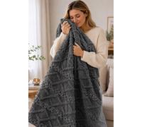 Dyzi Cable Style Blanket - Extrasoft Textured Decorative Throw 150 x 200cm in Charcoal | Size: 150 cm x 200 cm Dyzi Charcoal 150 cm x 200 cm