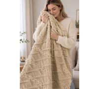 Dyzi Cable Style Blanket - Extrasoft Textured Decorative Throw 150 x 200cm in Taupe | Size: 150 cm x 200 cm Dyzi Taupe 150 cm x 200 cm