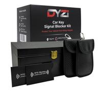 DYZI Car Key Signal Blocker Kit - Faraday Box for Car Keys with 2 Faraday Key Pouches & 2 RFID Blocking Card Sleeves Anti-Theft Keyless Entry Protector, Relay Attack (Black)