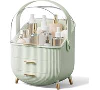 Dyzi Clear Dustproof Makeup Organizer with 2 Drawers & Handle in Beige Dyzi Beige