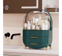 Dyzi Dustproof Makeup Organiser With 2 Drawers & Carry Handle Green