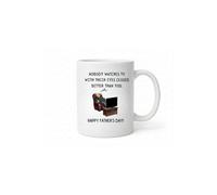 Dyzi Funny Dad Mug Nobody Watches Tv With Their Eyes Closed Ceramic Cup
