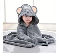 Dyzi Grey Baby Hooded Towel Ultra Soft & Absorbent Animal Cartoon Bath Towel For Kids