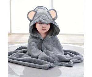 Dyzi Grey Baby Hooded Towel Ultra Soft & Absorbent Animal Cartoon Bath Towel For Kids