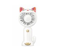 Dyzi Handheld Mini Cat Ear Fan Portable USB Desk Fan Rechargeable in White Dyzi White