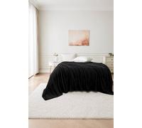 Dyzi Large Supersoft Ribbed Jacquard Fleece Throw Blanket 200 x 240cm in Black | Size: 200 cm x 240 cm Dyzi Black 200 cm x 240 cm