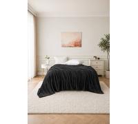 Dyzi Large Supersoft Ribbed Jacquard Fleece Throw Blanket 200 x 240cm in Charcoal | Size: 200 cm x 240 cm Dyzi Charcoal 200 cm x 240 cm