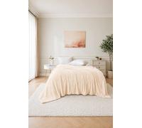 Dyzi Large Supersoft Ribbed Jacquard Fleece Throw Blanket 200 x 240cm in Cream | Size: 200 cm x 240 cm Dyzi Cream 200 cm x 240 cm