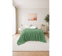 Dyzi Large Supersoft Ribbed Jacquard Fleece Throw Blanket 200 x 240cm in Green | Size: 200 cm x 240 cm Dyzi Green 200 cm x 240 cm
