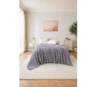 Dyzi Large Supersoft Ribbed Jacquard Fleece Throw Blanket 200 x 240cm in Grey | Size: 200 cm x 240 cm Dyzi Grey 200 cm x 240 cm