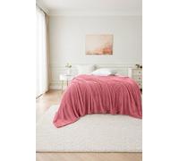 Dyzi Large Supersoft Ribbed Jacquard Fleece Throw Blanket 200 x 240cm in Pink | Size: 200 cm x 240 cm Dyzi Pink 200 cm x 240 cm