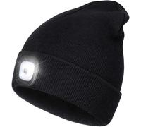 Dyzi LED Lighted Rechargeable Beanie Headlamp Winter Hat in Black | Size: Medium/Large Dyzi Black M/L