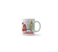 Dyzi London Bus Quote Ceramic Coffee Mug White Travel Design Dyzi White