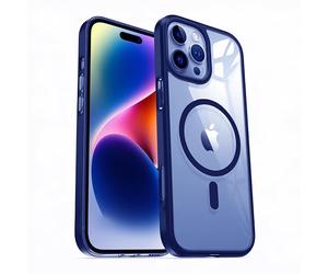 DYZI Magnetic Clear Case for iPhone 16 Pro Max, MagSafe Compatible, Slim, Shockproof, Transparent Cover with Strong Magnet Black Blue Pink Natural Titanium (Blue)