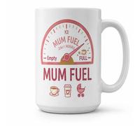 Dyzi Mom Fuel Coffee & Shopping Funny Quote Ceramic Mug White Dyzi White